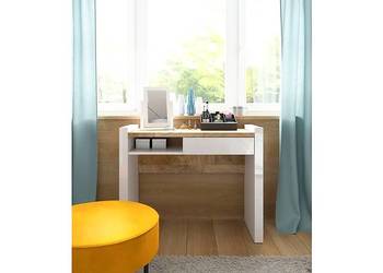 Toaletka BRW Alameda 100 cm – biały połysk / dąb westminster