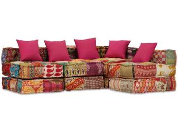 vidaXL Puf modułowy, 4-osobowy, patchwork, tkanina（SKU:244981）