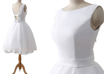 Krótka suknia ślubna sukienka cywilny 36 S, 42 XL