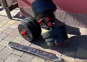 Hantle regulowane 20kg 2x10kg bitumiczne Hantle + Sztanga Gryfy NOWE