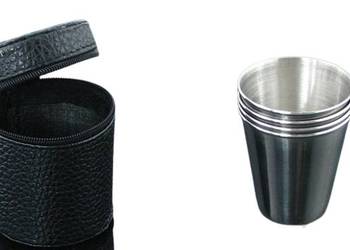 Średnie Srebrne Kieliszki 80ml Turystyczne ze Stali Nierdzewnej Wyjazdowe