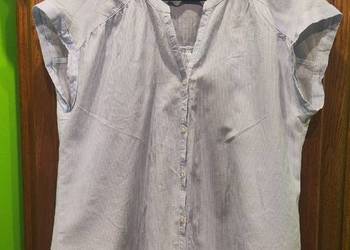 Koszulowa bluzeczka w drobne biało-błękitne paski