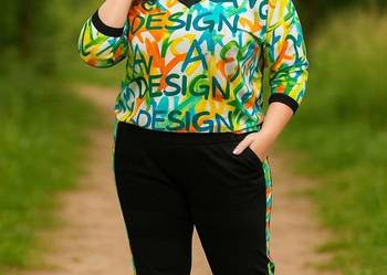 Komplet Dres BAWEŁNA-SPODNIE LAMPAS+ BLUZA L-XL BIUST 120cm- literki