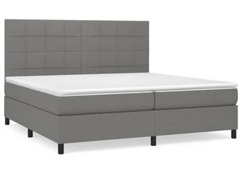 Łóżko kontynentalne z materacem ciemnoszara tkanina 200x200 cm WM-3141802