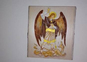 Archanioł Michał malowany na desce