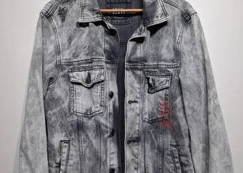 Kurtka M jeansowa Zara Man acid wash przecierana marmurkowa