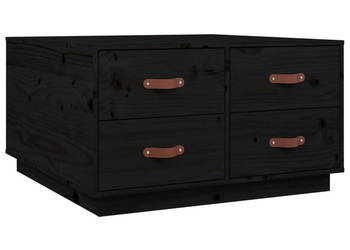 Stolik kawowy czarny 80x80x45 cm lite drewno sosnowe WM-821521