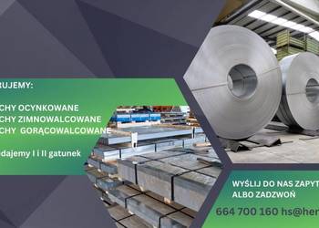 Blacha ocynkowana, zimnowalcowana, gorącowalcowana, II gatunek