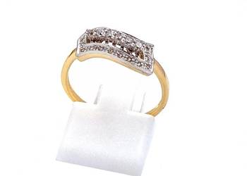 WYPRZEDAŻ !-25% Pierścionek r.14 Złoty pr.585 Glamour fala Z-859