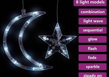 vidaXL Lampki świąteczne z gwiazdkami i księżycami, na pilota（SKU:328799）