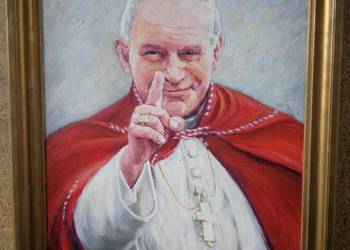 Sprzedam Olejny obraz Papież Jan Paweł II płótno