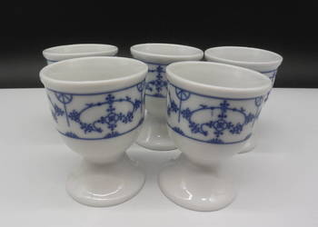 Komplet 5x Kieliszki na jajko Jajcarki Porcelana Wzór Słomkowy Indisch Blau