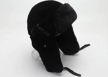 Czapka „Pilotka - Ushanka - Bomberka ” Czarna Uniwersalna ! Uniseks !