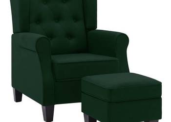 vidaXL Fotel z podnóżkiem, ciemnozielony(SKU:320157)