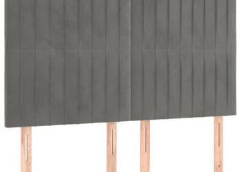 Zagłówek do łóżka z LED jasnoszary 144x5x118/128 cm aksamit WM-3122710