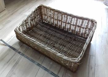 Kosz wiklinowy niski, 62cm x 43cm x 21cm, używany, w dobrym stanie, 2026100