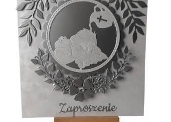 Zaproszenia Chrzest Święty Dziecko Na Poduszce W Serwetce K4 Srebro