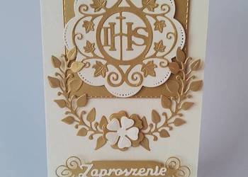 ZAPROSZENIA KOMUNIA IHS W SERWETCE C6 ZŁOTO - ECRI