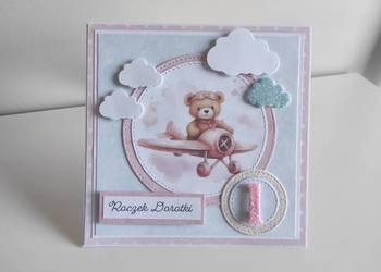 Kartka ręcznie robiona personalizowana na Roczek urodziny Kartka ręcznie robiona personalizowana na Roczek urodziny