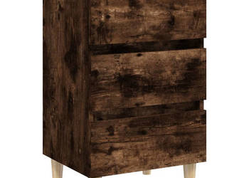 Szafka nocna z drewnianymi nóżkami przydymiony dąb 40x35x69cm WM-813134