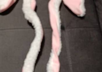 biało-różowa opaska z uszami królik z ruchomymi uszami