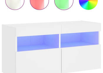 Ścienna szafka TV z LED biała 80x30x40 cm WM-837197