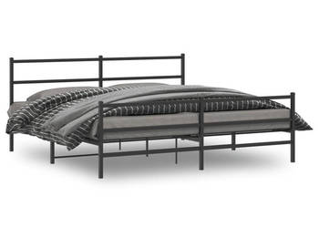 Łóżko Metalowe Czarne Rama Łóżka Ze Stelażem 193x203cm WM-355389