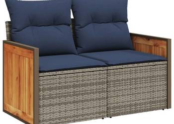 Sofa ogrodowa z poduszkami 2-osobowa Szary polirattan（SKU366161）