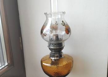 Stara francuska cynkalowa - szklana lampa naftowa nr 336