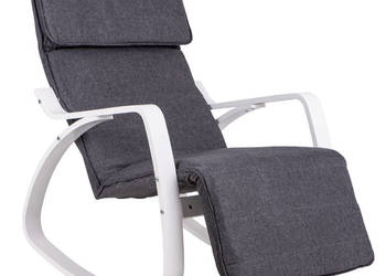 Fotel bujany regulowany podnóżek biała rama ModernHome