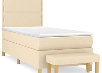 Łóżko z Materacem Kontynentalne Do Sypialni Kremowe 100x200 cm WM-3137058