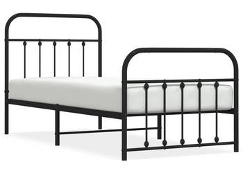 Łóżko Metalowe Czarne Rama Łóżka Ze Stelażem 90x200 cm WM-352589