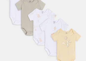 Body Sinsay 68 bawełna pięciopak 5 sztuk 5 pack białe newborn noworodek