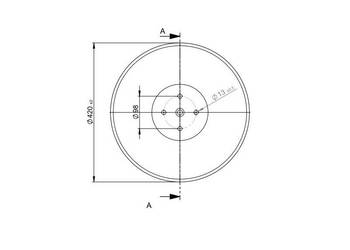Talerz gładki GRUBER  420 mm, 4 otworowy, grubość 4 mm typ SKF D420LBP4FS4