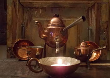 Stary Zestaw Miniatur-Miedź-Ręczne Wykonanie-6 szt.-Vintage