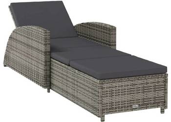 vidaXL Leżak ogrodowy z ciemnoszarą poduszką, polirattan(SKU:317178)