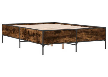 Rama łóżka przydymiony dąb materiał drewnopochodny 150x200cm WM-3279794