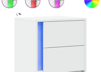 Szafka nocna z LED biała materiał drewnopochodny WM-852047