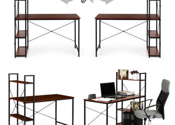 Biurko komputerowe drewniane regał z półkami loft