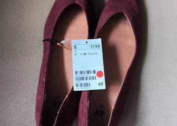 Balerinki Damskie Burgundowe 37 H&M Nowe w Szpic