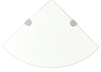 Półka narożna z chromowanymi wspornikami szkło 25x25 cm WM-243852