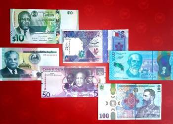 135 - Reprodukcja (kopia) Banknoty Świata-10 - 6 szt. (skala 1:1)