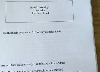 dtr instrukcja obsługi koparka liebherr r964 i inne