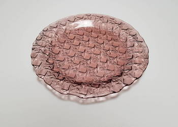Talerz Kratka / Plecionka (ok 23,5 cm), Ząbkowice, szkło PRL