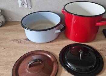 garnki emaliowane komplet zestaw 2szt + 2 pokrywki