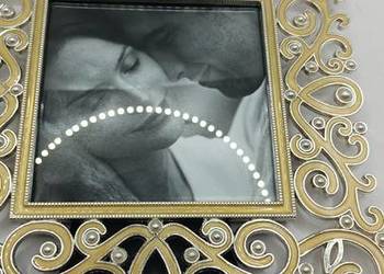 Ramka na zdjęcie metalowa z ,,perełkami ,, glamur