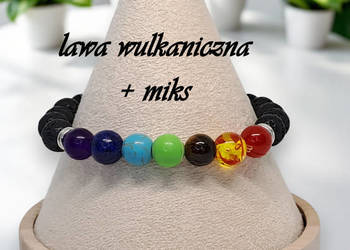 Bransoletka z lawy wulkanicznej, LAWA wulkaniczna, ozdobne koraliki #464