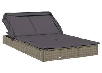 vidaXL Leżak 2-os., składany dach, szary, 213x118x97 cm(SKU:319651)