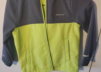Kurtka Softshell BEKKIN r. 122 (6-7 lat) | Szaro-limonkowa | Odblaski