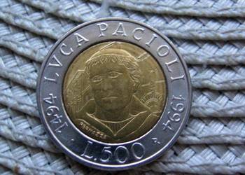 Włochy 500 Lirów 1994r - 500 Rocznica Urodzin Luca Pacioli